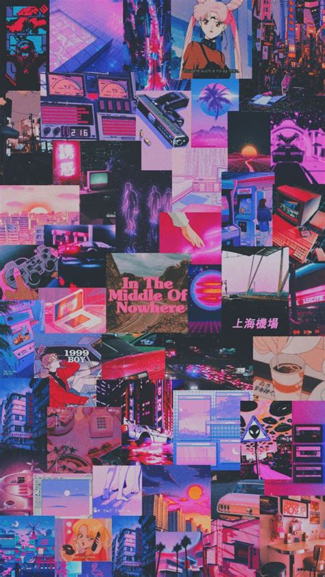 See more about pink, aesthetic and grunge. #wallpaper #collage #retro #future #retrofuturism #pink #purple #anime #vaporwave #grunge # ...