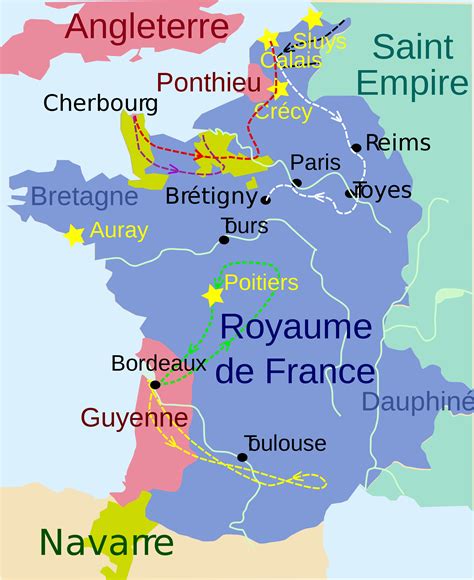 Carte De Première Phase De La Guerre De Cent Ans 1337 1364