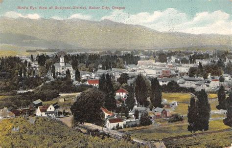Baker City Oregon Birdseye View Of City Antique Postcard K50259 Ebay