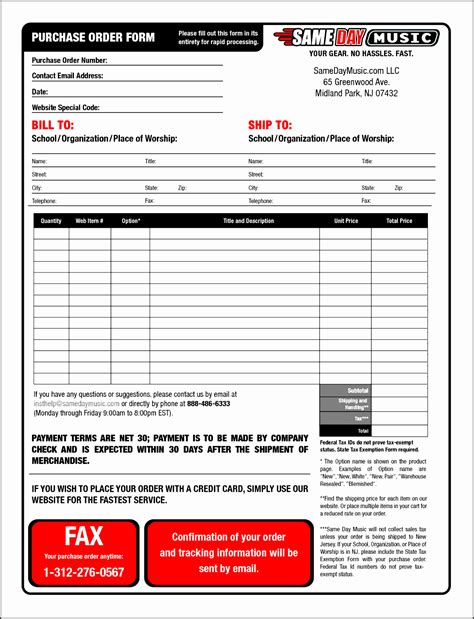 Editable Order Form Template Free