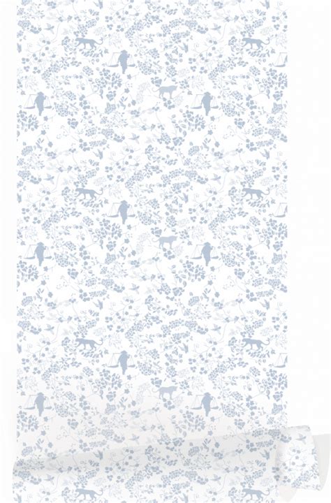 Vintage Floral Dusty Blue Wallpaper The Textile And Design Studio
