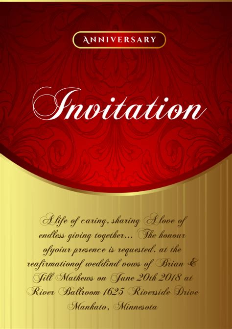 Anniversary Invitation Template Postermywall