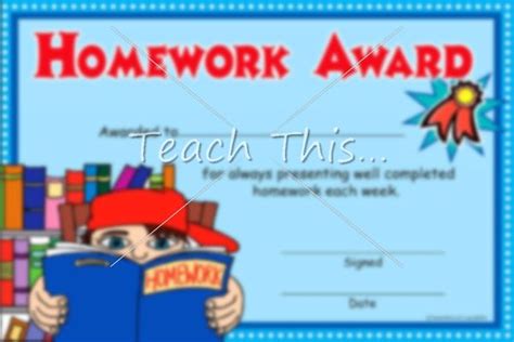 Homework Award Printable Classroom Student Awards And Certificates