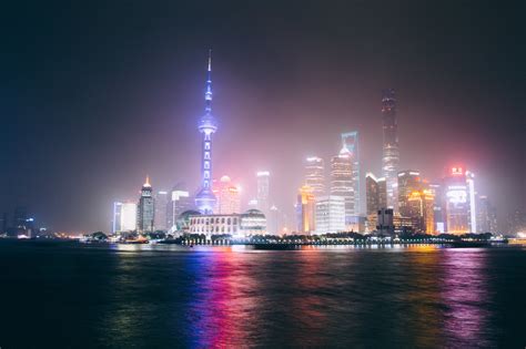 Shanghai Skyline At Night Royalty Free Photo