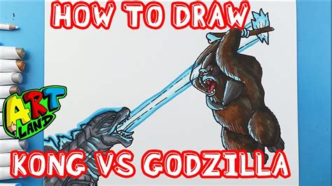 How To Draw Kong Vs Godzilla Jumping With His Axe