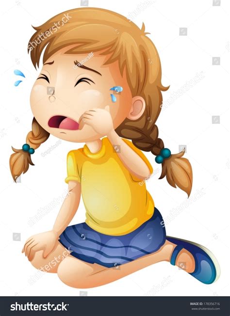 Illustration Little Girl Crying On White Stock Vector 178356716
