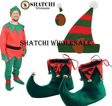 Adult Elf Costume Hat Christmas Fancy Dress Accessory Santas Helper Pixie Unisex Ebay