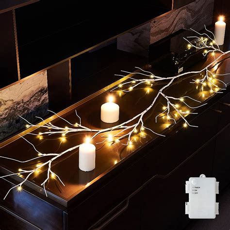 Buy Hairui Birch Garland With Lights 6ft 48 Led Battery Operated