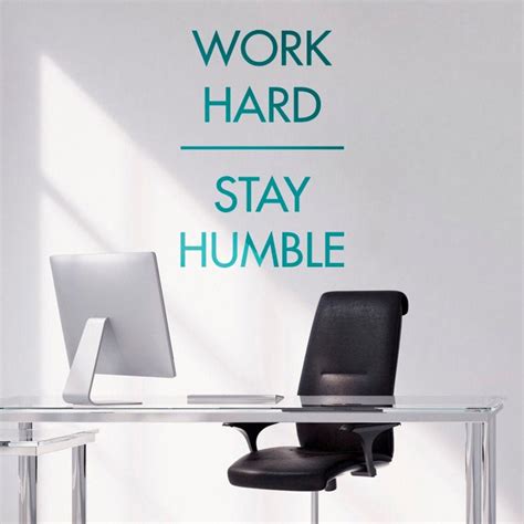 Office Decor Work Hard Stay Humble Typography Stickers Etsy