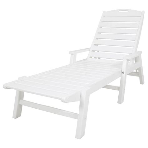 Patio chaise lounge sets 3 pieces lounge chair sunbathing w/headrest and table. UPC 845748001779 - POLYWOOD Chaise Lounges Nautical White ...