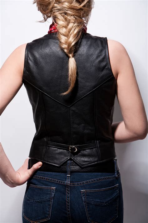 Women’s Leather V Neck Vest Lissa Hill Leather