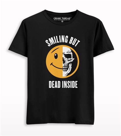 Smiling But Dead Inside Skull T Shirt