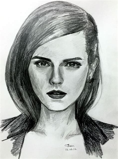 Emma Watson Sketching Portrait Illustration Emma Watson Drawing