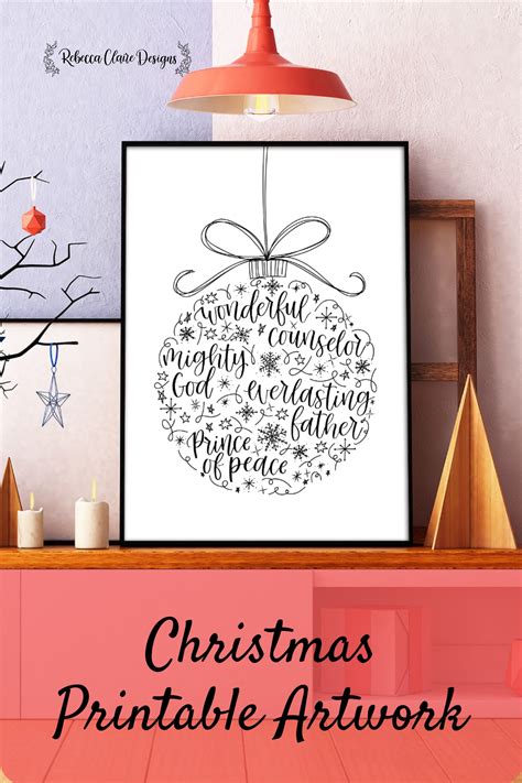 Hand lettered printable Wonderful counselor Christmas bauble | Etsy | Hand lettered christmas ...