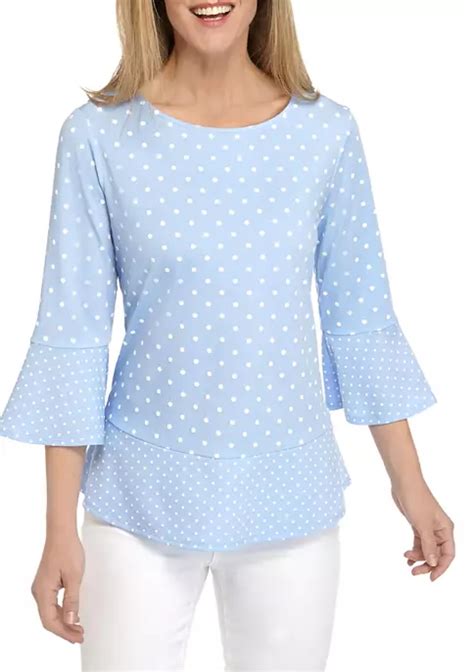 Kim Rogers® Womens 34 Sleeve Polished Dot Top Belk