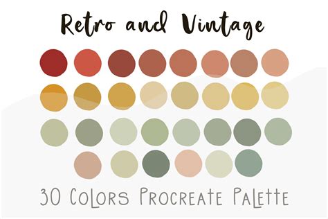 Retro And Vintage Color Palette Set For Procreate Ipad Digital Color