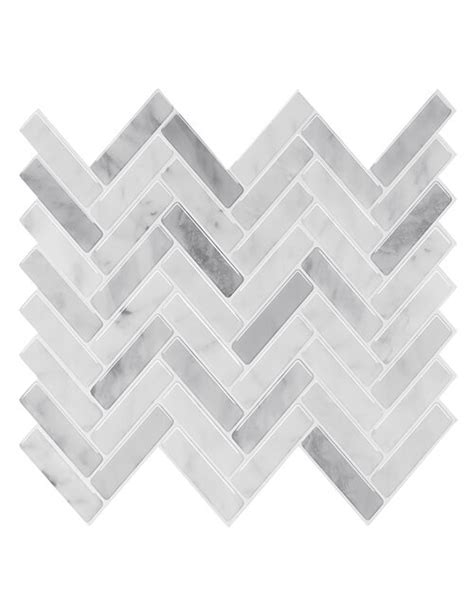 Herringbone Peel And Stick Marble Tile Clever Mosaics