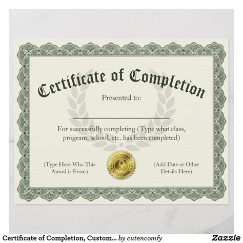 1/2008 certificate of completion and compliance 1. Certificate of Completion, Customizable 8.5x11 | Zazzle ...