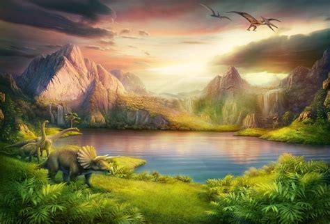 Csfoto 8x6ft Background Dinosaur Jurassic Period Landscape Photography Backdrop Prehistoric
