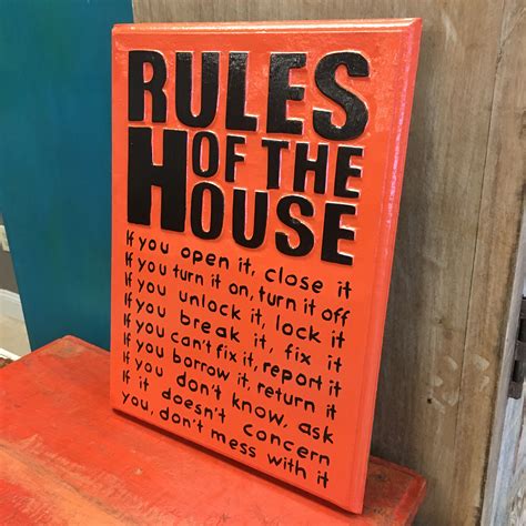 house rules wood sign artisan furniture and finds