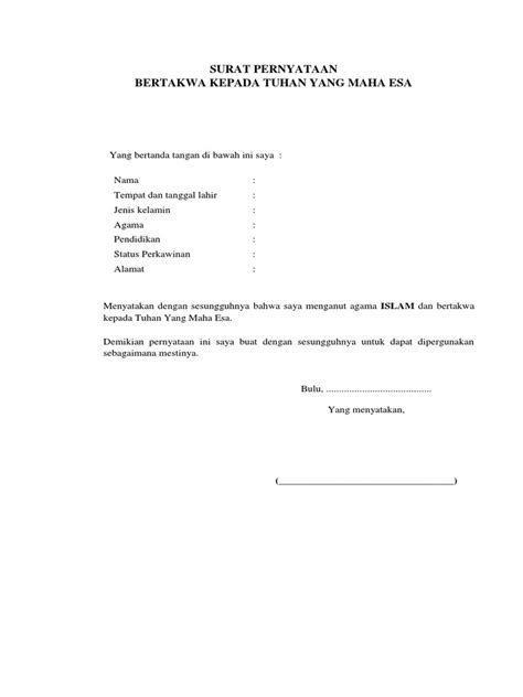Meskipun bukan sebagai eksekutor di desa, namun setiap pembahasan dan penetapan seperti pembahasan dan penetapan peraturan. Contoh Surat Pernyataan Bertaqwa Kepada Tuhan Yme - Bagi ...
