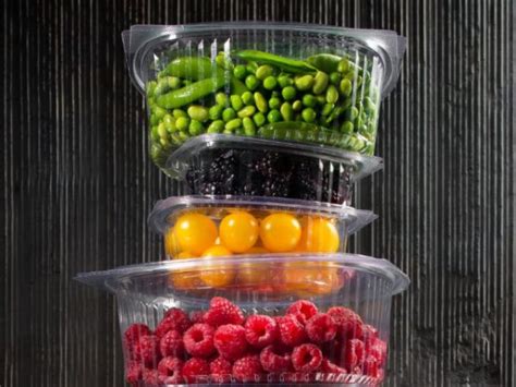 Hinged Salad Container 375ml Recycled Plastic Food Containers With Lids