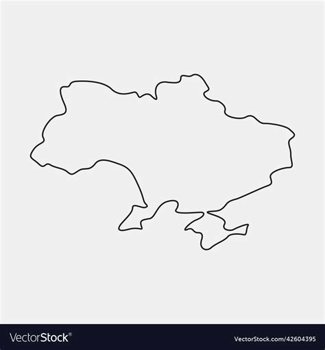 Simple One Outline Shape Of Ukraine On White Vector Image