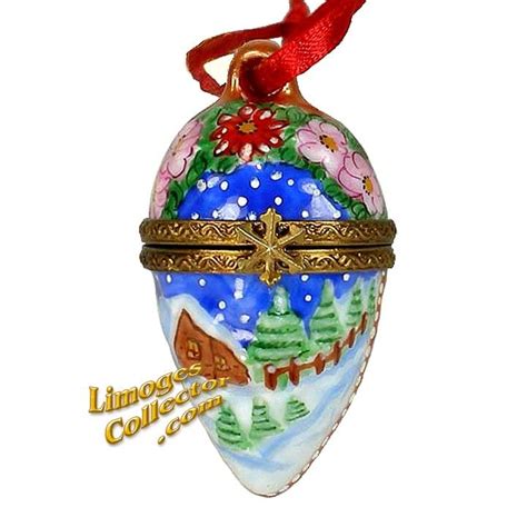 Pine Cone Ornament Limoges Box Retired Porcelain Christmas