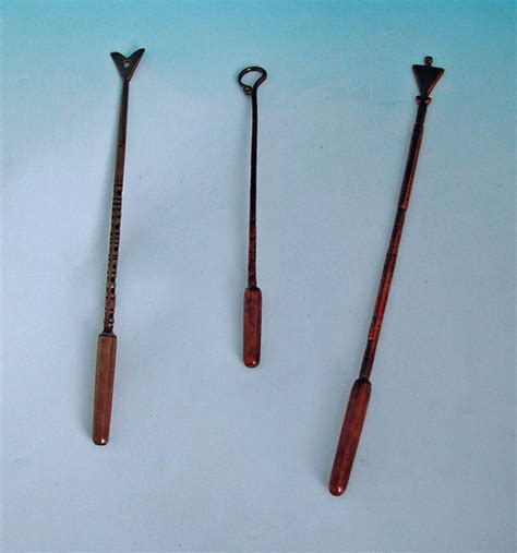 Three Antique Copper Metalware Poking Stick Irons Welshc1740 To C