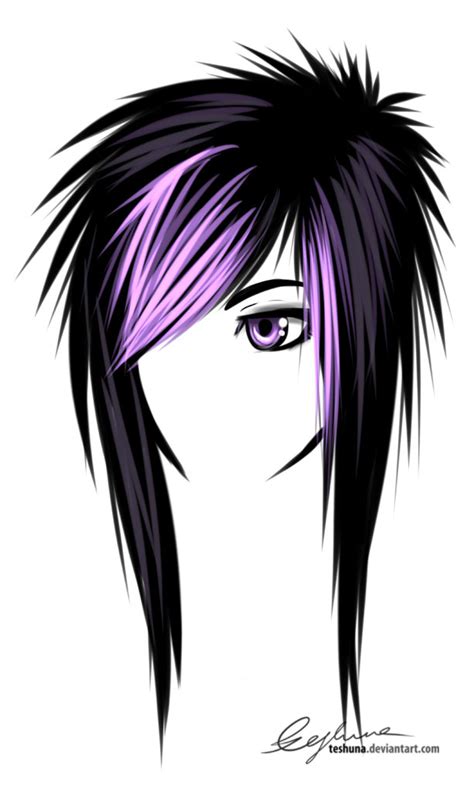 Now, imagine a hairstyle you like and how it would lay on a human head. Purple Emo hairstyle | Celebrities Hairstyle Gallery