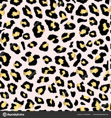 Seamless Gold Leopard Print Vector Pattern Texture Background Stock