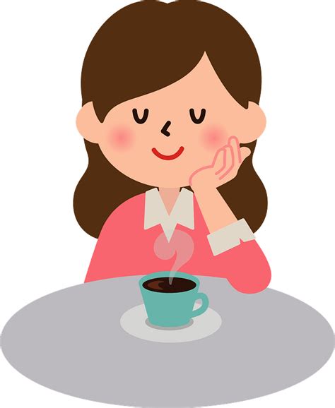 Woman Drinking Coffee Clipart