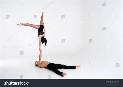 Duo Acrobats Showing Hand Hand Trick Stock Photo Shutterstock