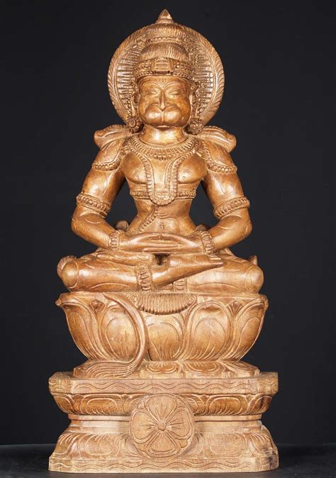 Sold Wooden Meditating Hanuman Statue 24 76w1gv Hindu Gods