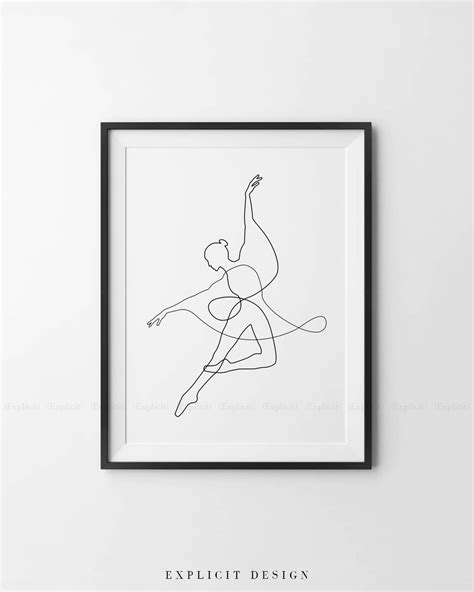 Printable Abstract Dancer One Line Ballerina Body Print Etsy France