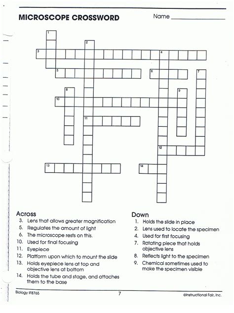 The Microscope Crossword Puzzle Blank Version Without Word Bank 2