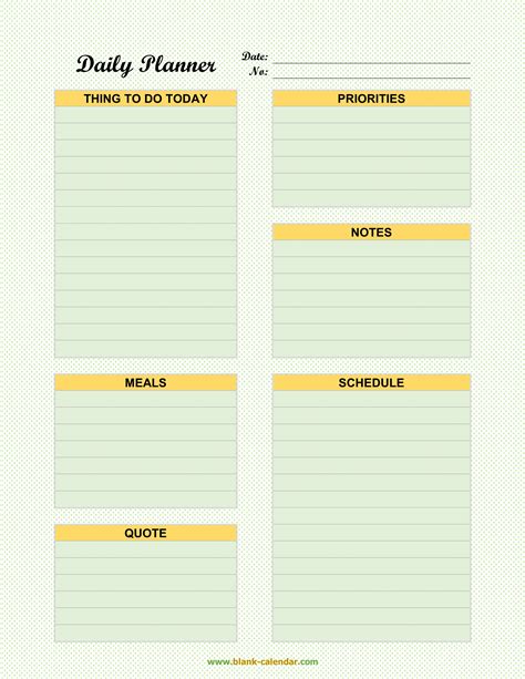 Printable Daily Planner Template Word Free Printable Templates