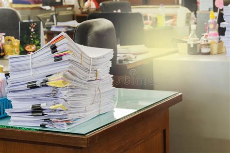 Pile Of Documents On Desk Stock Photo Image Of Macro 88339286