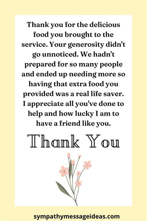 15 Example Thank You Notes For Funeral Food Sympathy Message Ideas