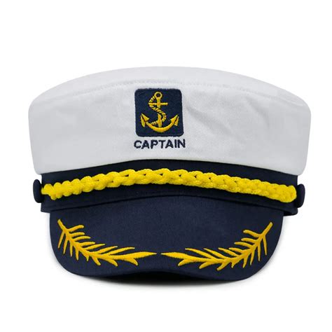White Yacht Captain Hat Marine Skipper Sailor Cap Costume For Party