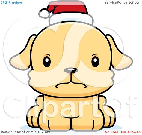 Animal Clipart Of A Cartoon Cute Mad Christmas Puppy Dog Wearing A