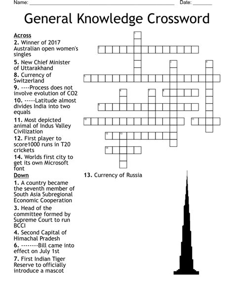 General Knowledge Easy Crossword Puzzles Printable Cr