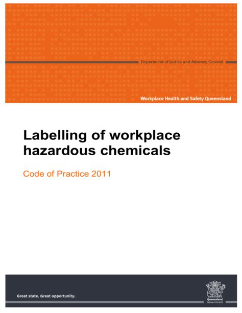 Labelling Of Workplace Hazardous Chemicals Code Of Practice 2011