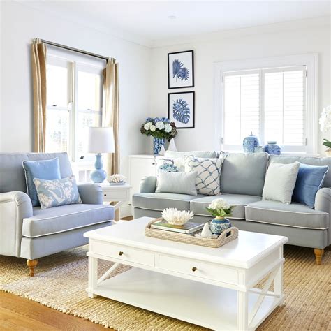 Hamptons Inspired Living In Duck Egg Blue Hamptons Style Living Room