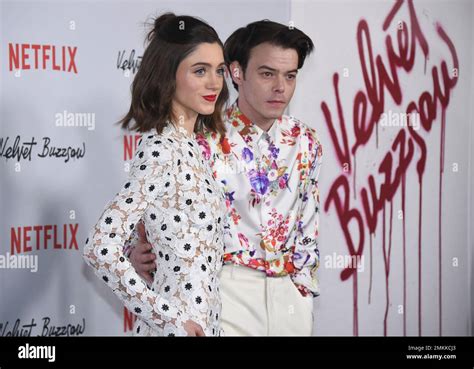 Cast Member Natalia Dyer Left And Charlie Heaton Attend The Premiere Of Velvet Buzzsaw At