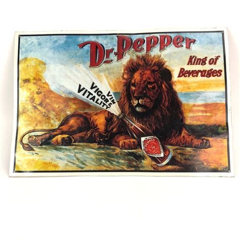 Dr Pepper Vintage 1994 Lion Tin Sign Ad King Of Beverages Vim Vigor