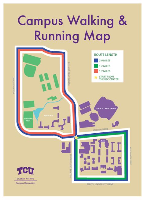 Campus Recreation And Wellness Promotion Tcu Campus Walking And Running Map