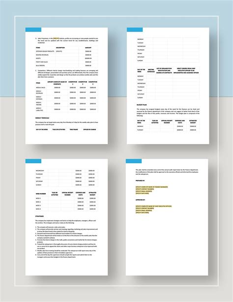 Weekly Sales Plan Template In Gdocslink Ms Word Pages Portable