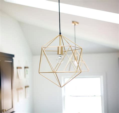 Gold Pendant Light Minimal Chandelier Lighting Geometric Polyhedron