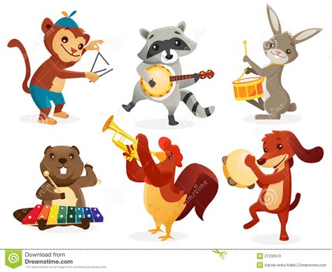 Animals Playing Instruments Stock Illustration Illustration Of